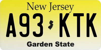 NJ license plate A93KTK