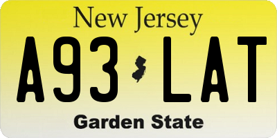 NJ license plate A93LAT