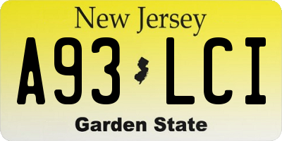 NJ license plate A93LCI