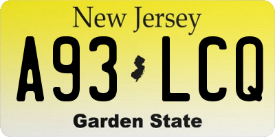 NJ license plate A93LCQ