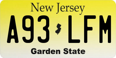 NJ license plate A93LFM
