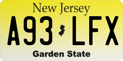 NJ license plate A93LFX