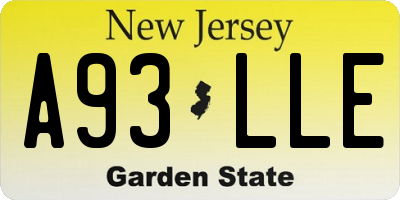 NJ license plate A93LLE