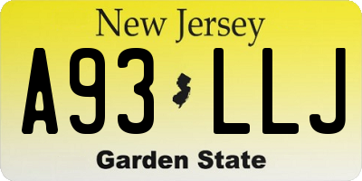 NJ license plate A93LLJ