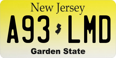 NJ license plate A93LMD