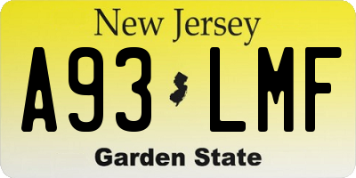 NJ license plate A93LMF