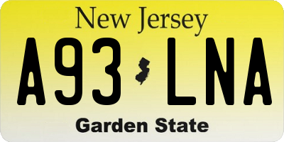 NJ license plate A93LNA