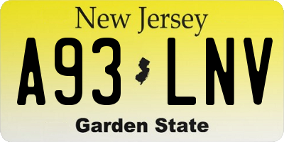 NJ license plate A93LNV