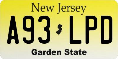 NJ license plate A93LPD