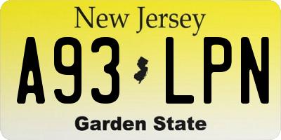 NJ license plate A93LPN