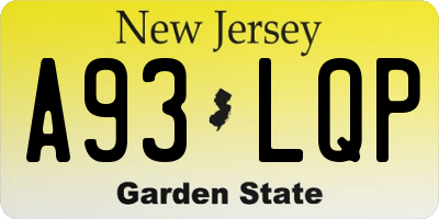 NJ license plate A93LQP