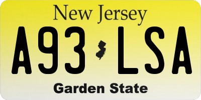 NJ license plate A93LSA