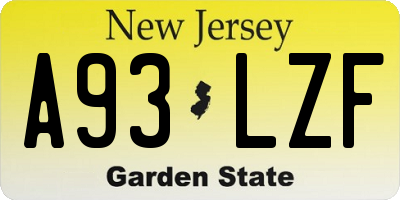 NJ license plate A93LZF