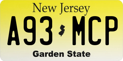 NJ license plate A93MCP