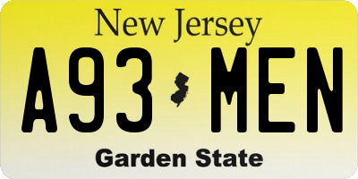 NJ license plate A93MEN