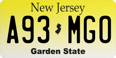 NJ license plate A93MGO