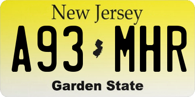 NJ license plate A93MHR