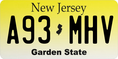 NJ license plate A93MHV