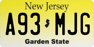 NJ license plate A93MJG