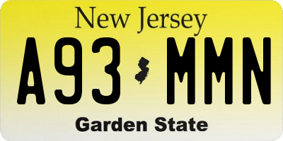 NJ license plate A93MMN