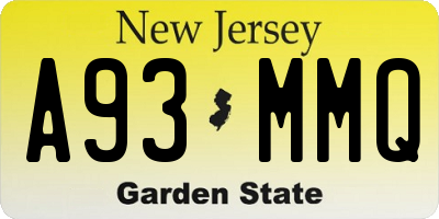 NJ license plate A93MMQ