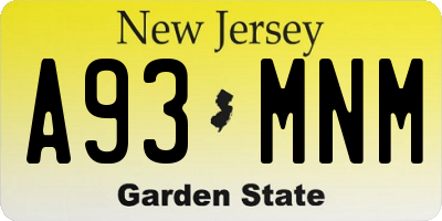 NJ license plate A93MNM