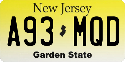 NJ license plate A93MQD