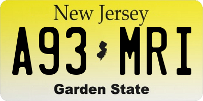 NJ license plate A93MRI