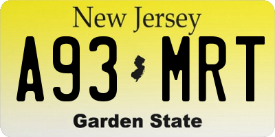 NJ license plate A93MRT
