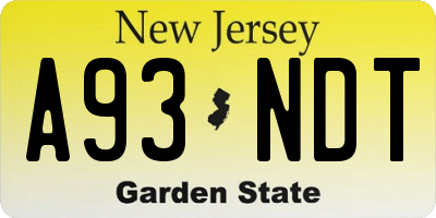 NJ license plate A93NDT