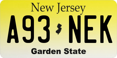 NJ license plate A93NEK