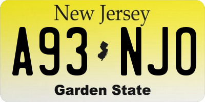 NJ license plate A93NJO