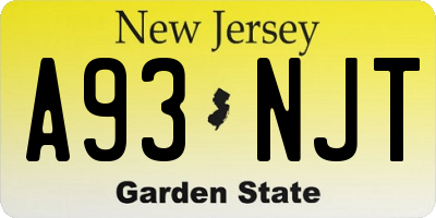 NJ license plate A93NJT
