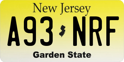 NJ license plate A93NRF