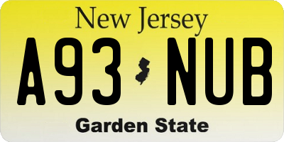 NJ license plate A93NUB