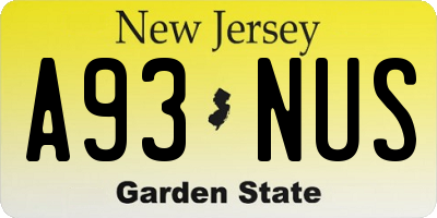 NJ license plate A93NUS