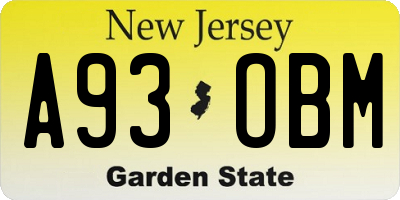 NJ license plate A93OBM