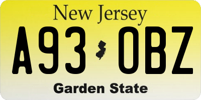 NJ license plate A93OBZ