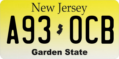 NJ license plate A93OCB
