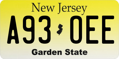 NJ license plate A93OEE