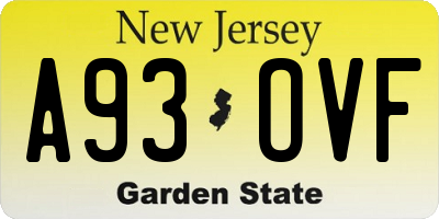 NJ license plate A93OVF