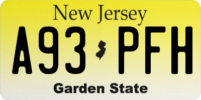 NJ license plate A93PFH