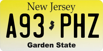 NJ license plate A93PHZ