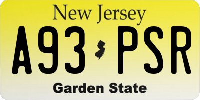 NJ license plate A93PSR