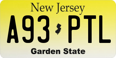 NJ license plate A93PTL