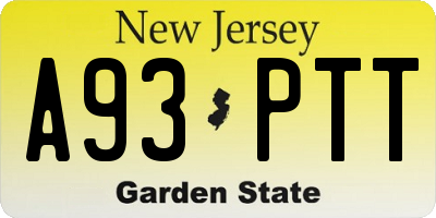 NJ license plate A93PTT