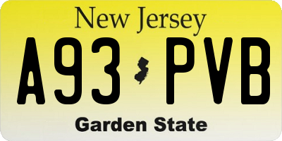 NJ license plate A93PVB