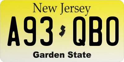 NJ license plate A93QBO