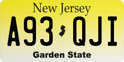 NJ license plate A93QJI