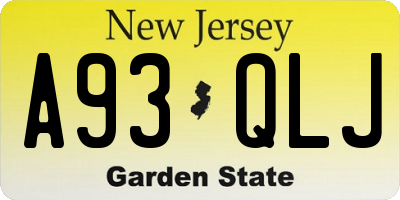 NJ license plate A93QLJ